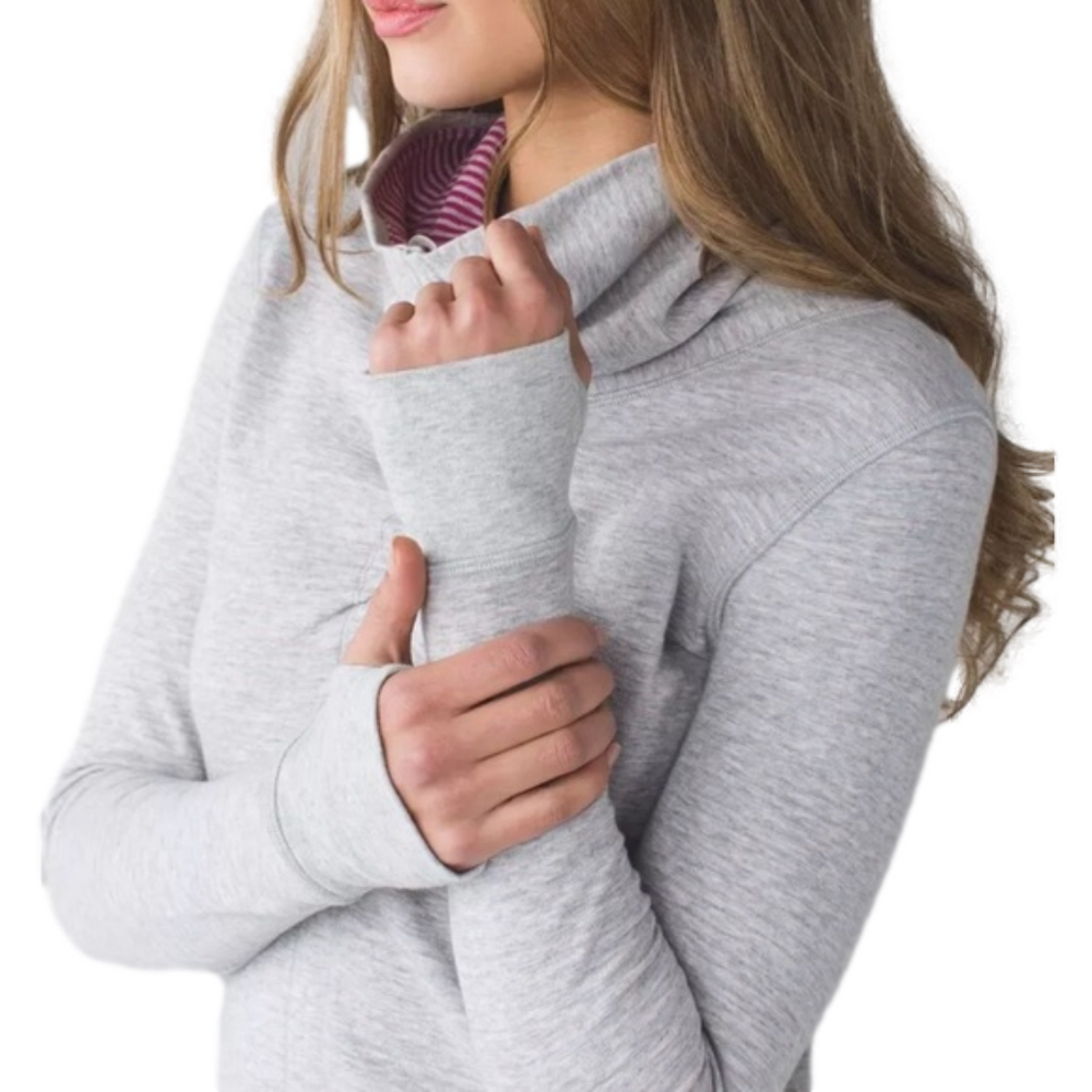 LULULEMON In a Cinch Womens reversible long sleeve pullover heathered pink grey